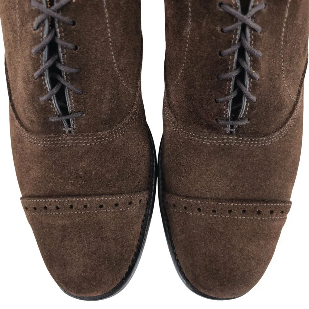 Vintage Allen Edmonds Mens 8A Brown Suede Leather Dress Shoes Captoe Oxfords USA - Picture 7 of 11